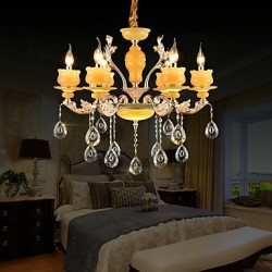 Traditional/Classic Zinc Alloy Feature for Crystal Mini Style Metal Living Room Bedroom Study Room/Office 6 Bulbs Chandelier