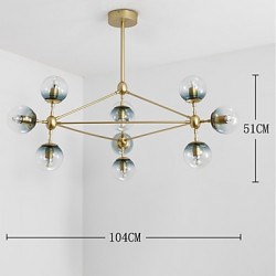 Ten Light Post Modern Europe Style Modo Metal Glass Pendant Lamp for the Bedroom / Living Room / Foyer Decorate Industrial Chandelier Lamp