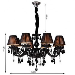 Chandelier Luxury Modern Black Crystal Living 8 Lights