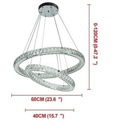 LED Indoor Crystal Chandeliers Modern Pendant Light Ceiling Light Dimmable Lighting Lamp with Remote Control