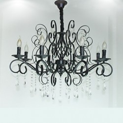 8 Head Of European Style Crystal Lamp Metal Chandelier Lighting Bedroom Hotel Restaurant