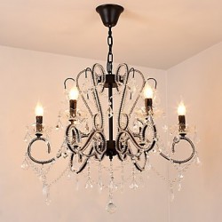 6 Lights Crystal Chandelier Modern/Contemporary Traditional/Classic Rustic/Lodge Vintage Retro Country Painting Feature for LED Metal