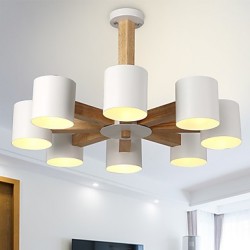 8 Lights Chandelier Modern/Contemporary Traditional/Classic Vintage Country Wood Feature for LED Wood Living Room Bedroom Dining Room