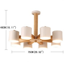 8 Lights Chandelier Modern/Contemporary Traditional/Classic Vintage Country Wood Feature for LED Wood Living Room Bedroom Dining Room