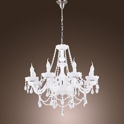 Chandelier White Crystal Modern Living 8 Lights