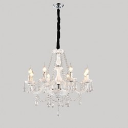 Chandelier White Crystal Modern Living 8 Lights