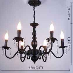 European Style Chandelier Living Room Candle Crystal Lamp Simple Iron Art Led Bedroom Dining Room Lamp Decorative Lamp