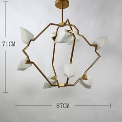 9 Light Post Modern Metal with Glass Peach Chandelier Lamp for the Bedroom / Canteen Room / Bar / Coffee Room Decorate Pendant Lamp