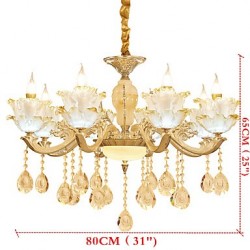 European Style Atmosphere Zinc Alloy Crystal Living Room Bedroom Home Chandelier K