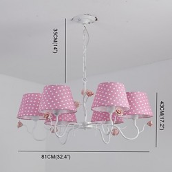 Chandelier Artistic Country Painting Feature for Designers Metal Bedroom Girls Room Shops/Cafes 6 Bulbs