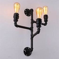 Vintage Industrial Pipe Wall Lights Black Creative Lights Restaurant Cafe Bar Decoration lighting With 3 Light Painted Finish