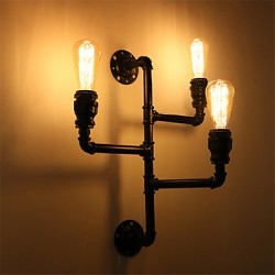 Vintage Industrial Pipe Wall Lights Black Creative Lights Restaurant Cafe Bar Decoration lighting With 3 Light Painted Finish