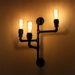 Vintage Industrial Pipe Wall Lights Black Creative Lights Restaurant Cafe Bar Decoration lighting With 3 Light Painted Finish