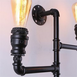 Vintage Industrial Pipe Wall Lights Black Creative Lights Restaurant Cafe Bar Decoration lighting With 3 Light Painted Finish