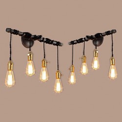 Vintage Industrial Pipe Wall Lights With switch Creative Lights Restaurant Cafe Bar Decoration lighting With 4 Light Painted Finish