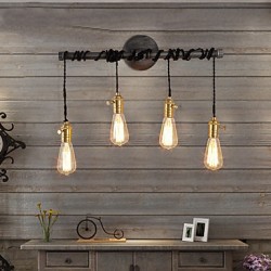 Vintage Industrial Pipe Wall Lights With switch Creative Lights Restaurant Cafe Bar Decoration lighting With 4 Light Painted Finish