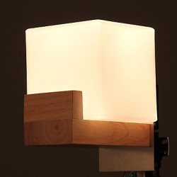 Simple Wall Lamp Bedside Desk Lamp With Glass Shade and Solid Wood for Bedroom Dresser Living Room Baby Room College Dorm Coffee Table Bookcas