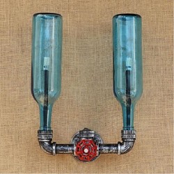 6W E27 Retro Industrial Wind Switch Led Water Bottle Wall Lamp Wall Light Blue