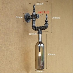 3W E27 Retro Nostalgia With Switch Cafe Bar Restaurant Aisle Water Pipe Bottle Wall Lamp