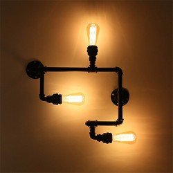 3 Heads Vintage Industrial Pipe Wall Lights Black Creative Lights Restaurant Cafe Bar Decoration lighting