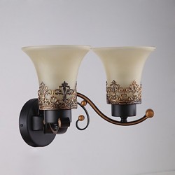 Double Head Amercian Countryside Vintage Metal with Glass Wall Lamp for the Canteen Room / Living Room / Entry / Foyer Decorate Wall Lamp