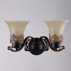 Double Head Amercian Countryside Vintage Metal with Glass Wall Lamp for the Canteen Room / Living Room / Entry / Foyer Decorate Wall Lamp