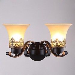 Double Head Amercian Countryside Vintage Metal with Glass Wall Lamp for the Canteen Room / Living Room / Entry / Foyer Decorate Wall Lamp