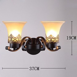 Double Head Amercian Countryside Vintage Metal with Glass Wall Lamp for the Canteen Room / Living Room / Entry / Foyer Decorate Wall Lamp