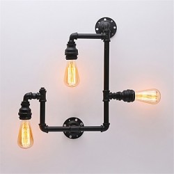 Vintage Industrial Pipe Wall Lights Black Creative Lights Restaurant Cafe Bar Decoration lighting With 3 Light Painted Finish