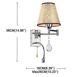 Wall Lamp for Bedroom Reading Lamp Fabric Lamp Modern/Comtemporary Country Chrome Feature for Crystal Swing Arm