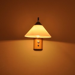 Simple Wall Lamp Bedside Desk Lamp With Glass Shade and Solid Wood for Bedroom Dresser Living Room Baby Room College Dorm Coffee Table Bookcas