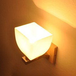 Simple Wall Lamp Bedside Desk Lamp With Glass Shade and Solid Wood for Bedroom Dresser Living Room Baby Room College Dorm Coffee Table Bookcas