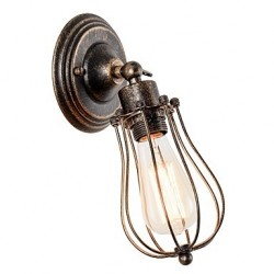 Vintage Wall Light Industrial Wall Sconce Black Metal Wire Caged Wall Light