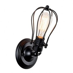 Vintage Wall Light Industrial Wall Sconce Black Metal Wire Caged Wall Light