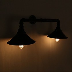 2 Heads Retro Industrial Pipe Wall Lights Simple Loft Black Metal Dining Room Kitchen Bar Cafe Decoration lighting