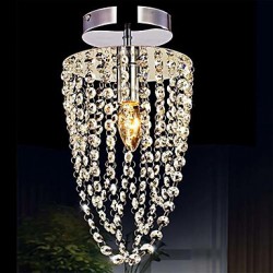 1-Light Chrome Modern K9 Transparent Crystal Chandelier with 1 LED Bulb