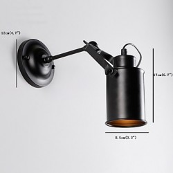 Max 60W Vintage Black Metal Loft Wall Sconce Living Room Dining Room Hallway Cafe Bars Bar Wall Lamp