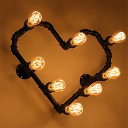 Vintage Water Pipe Loving Heart Creative Wall Lights Industrial Living Room Restaurant Bars Cafe decoration Wall Sconces