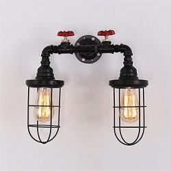 Vintage Industrial Pipe Wall Lights Black Creative Lights Restaurant Cafe Bar Decoration lighting With 2 Light Painted Finish