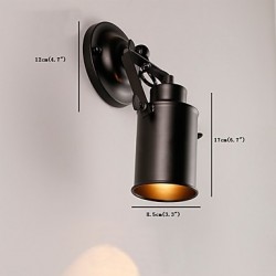 Max 60W Vintage Black Metal Loft Wall Sconce Living Room Dining Room Hallway Cafe Bars Bar Wall Lamp