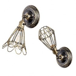 Wall Sconces Vintage Indoor Angle Adjustable Metal Wall Light Retro Wire Cage Wall Lamp