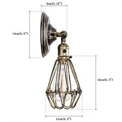 Wall Sconces Vintage Indoor Angle Adjustable Metal Wall Light Retro Wire Cage Wall Lamp