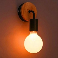 Modern Minimalist Creative Personality Wood Iron Lamp Corridor Balcony Bedroom Bedside Iron Wall Lamp