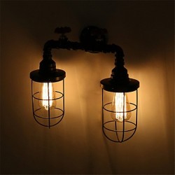 2 Heads Retro Industrial Pipe Wall Lights Simple Loft Black Birdcage Metal Dining Room Kitchen Bar Cafe Decoration lighting