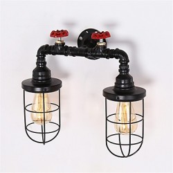 2 Heads Retro Industrial Pipe Wall Lights Simple Loft Black Birdcage Metal Dining Room Kitchen Bar Cafe Decoration lighting