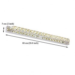 26.8Inch Long High Quality 18W LED Mirror Lamp Bathroom Lights 100-240V Metal and Crystal Wall Light