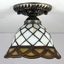 E27 220V 20*17CM 3-5銕uropean Rural Creative Arts Stained Glass Absorb Dome Lamp Led Light