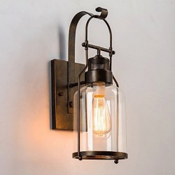 Retro Industrial Loft Lantern 1-Light Wall Sconce with Clear Glass