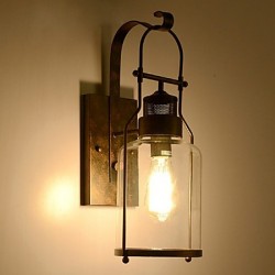 Retro Industrial Loft Lantern 1-Light Wall Sconce with Clear Glass