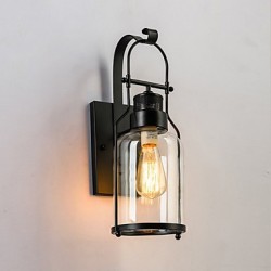 Retro Industrial Loft Lantern 1-Light Wall Sconce with Clear Glass